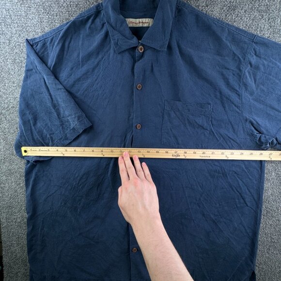 Tommy Bahama Men Silk Button Up Shirt Short Sleeve Hawaiian Blue XLX Wide Floral - Picture 4 of 14